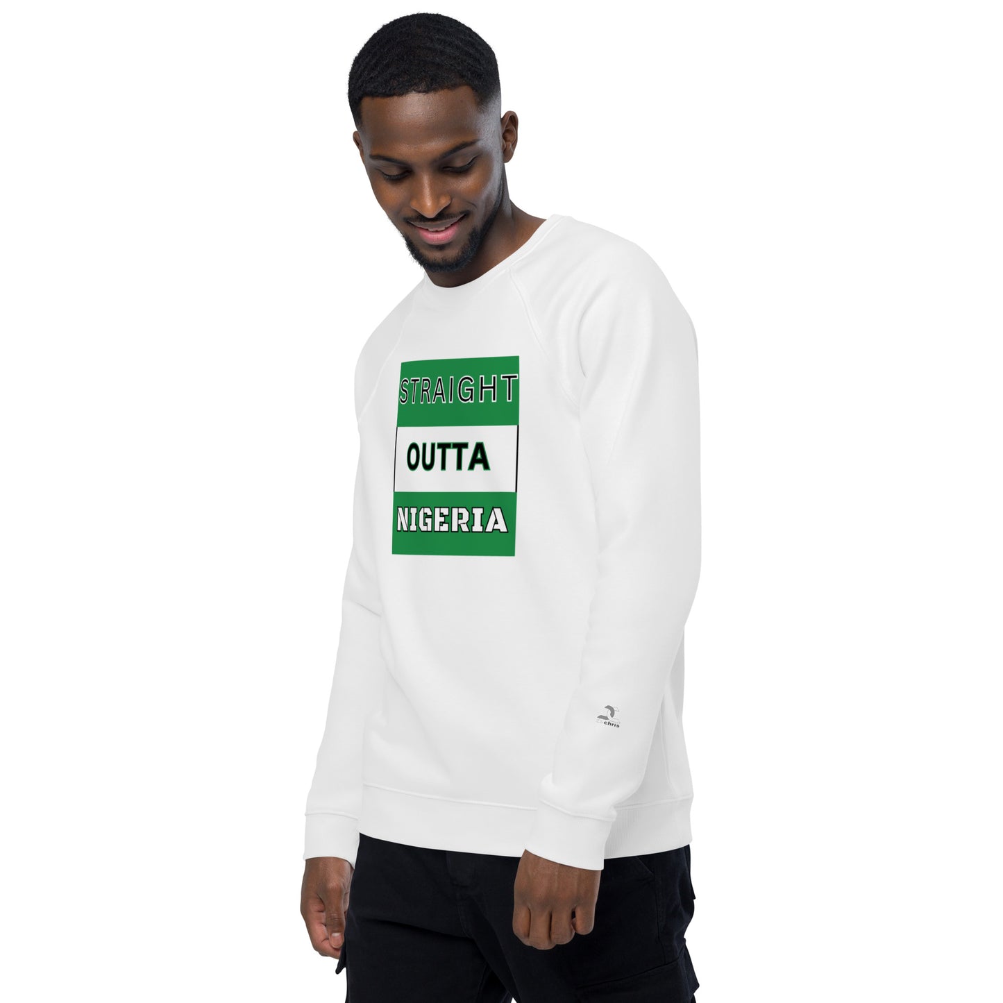 "STRAIGHT OUTTA NIGERIA" Unisex organic raglan sweatshirt