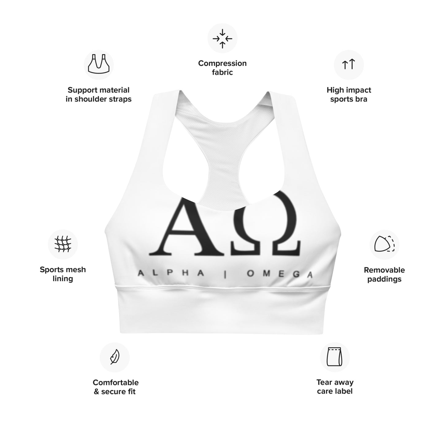 "Alpha & Omega" Longline sports bra