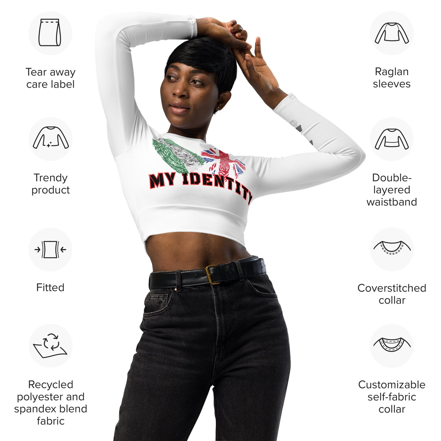 Recycled long-sleeve crop top