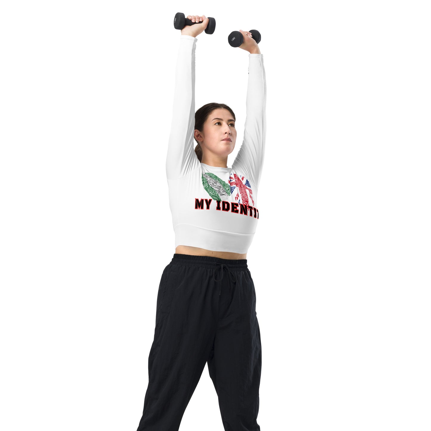 Recycled long-sleeve crop top