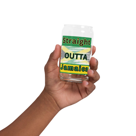 "Outta Jamaica" Can-shaped glass