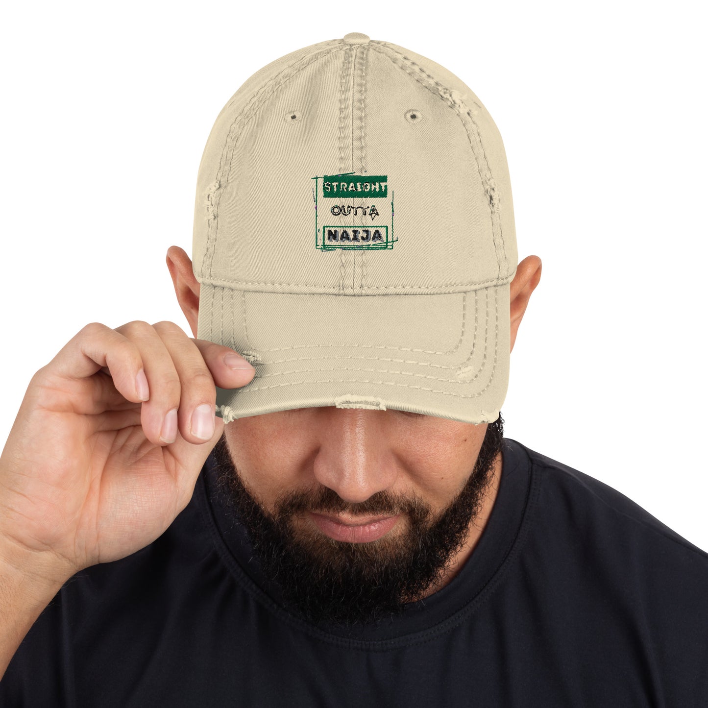 "Outta Naija" Distressed Dad Hat