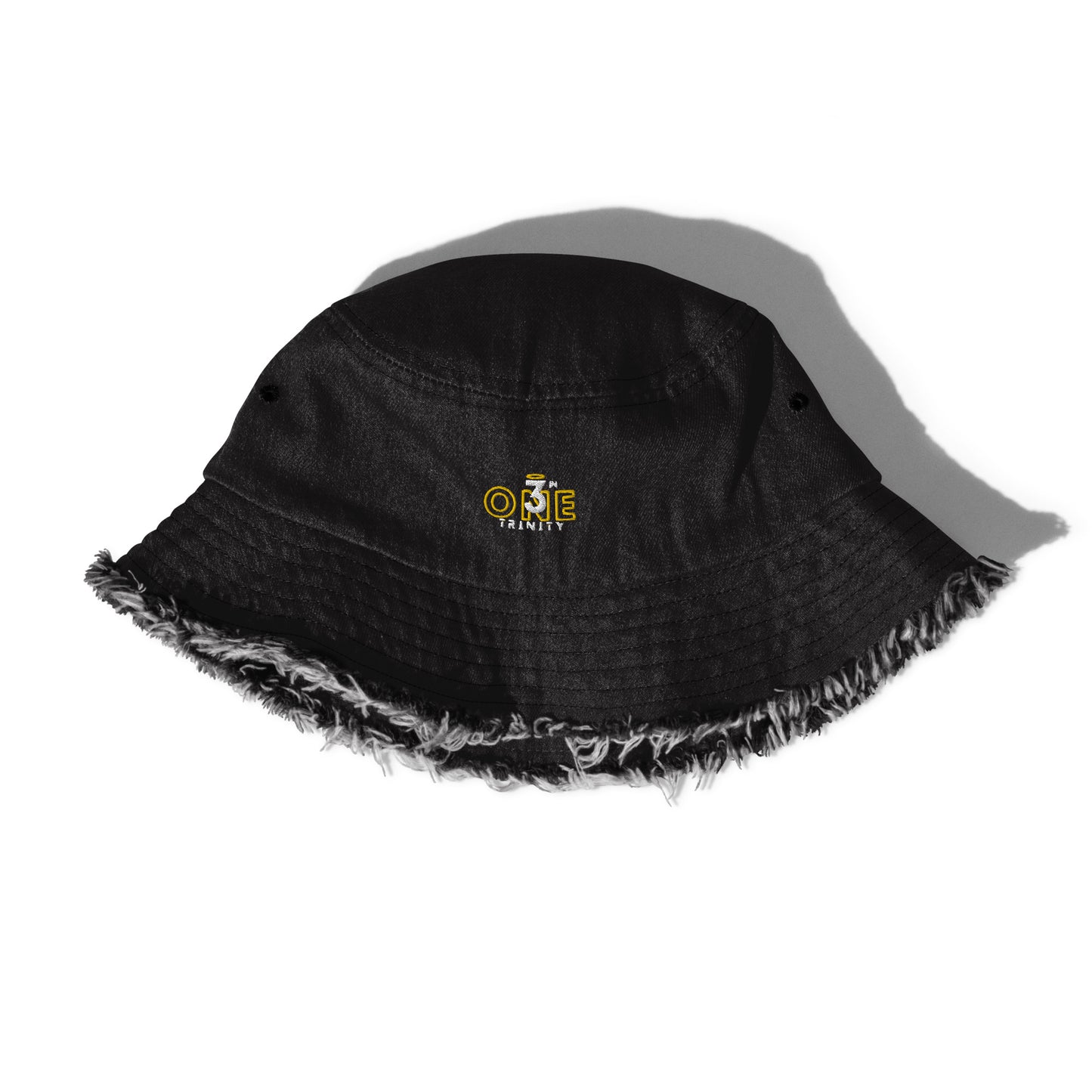 "3 IN ONE" Distressed denim bucket hat