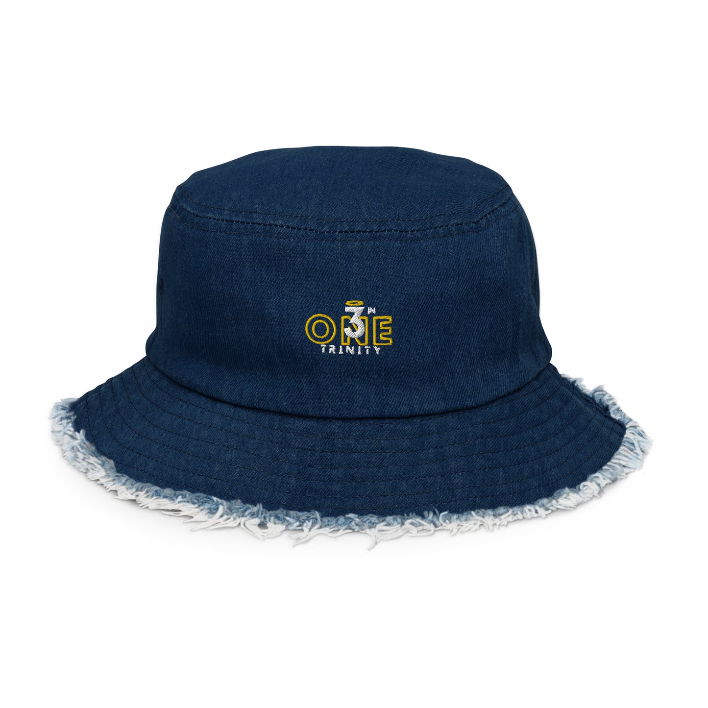 "3 IN ONE" Distressed denim bucket hat