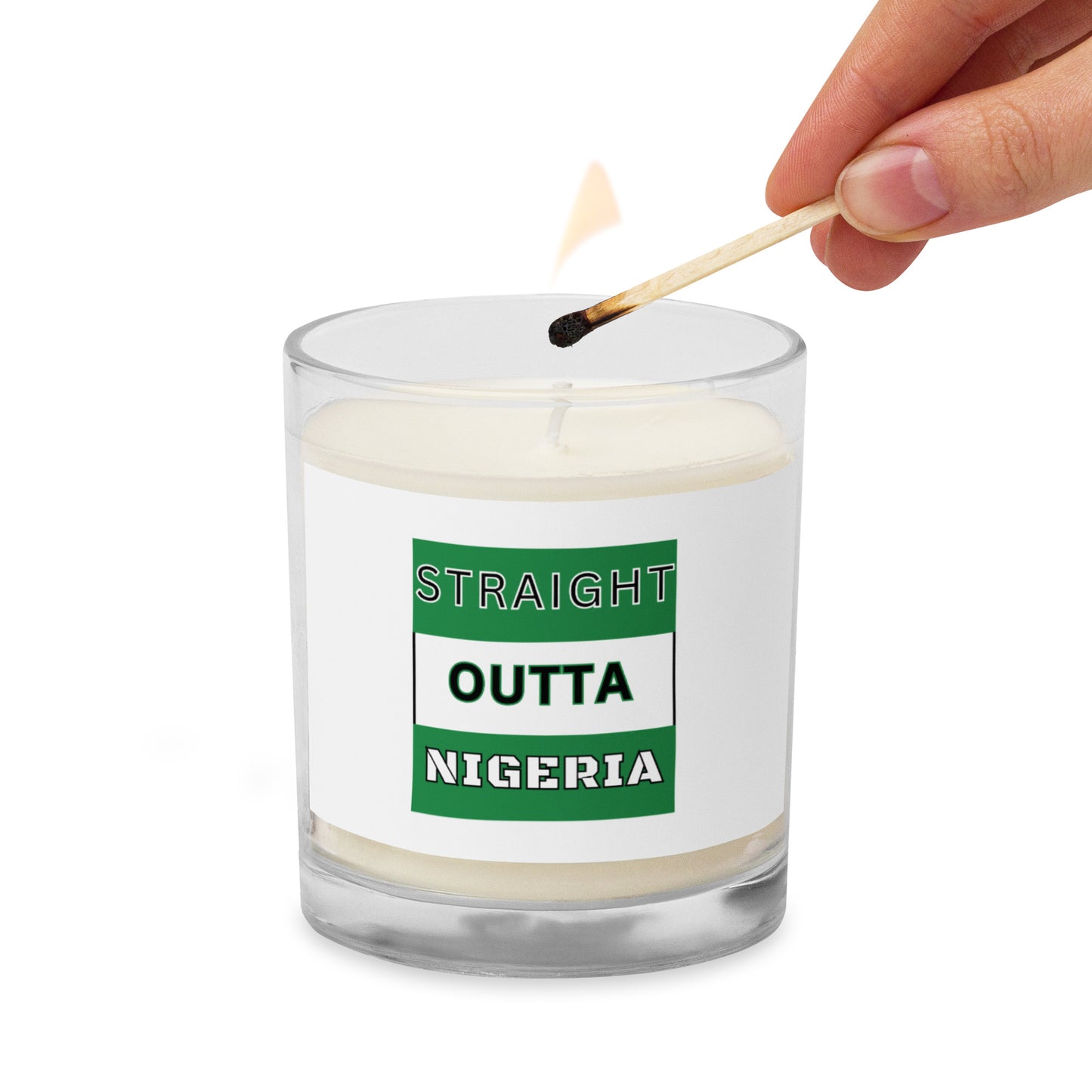 "STRAIGHT OUTTA NIGERIA" Glass jar soy wax candle