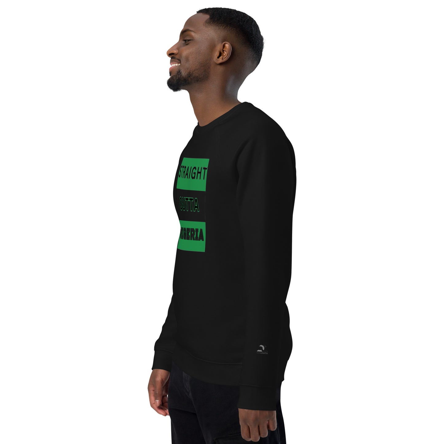 "STRAIGHT OUTTA NIGERIA" Unisex organic raglan sweatshirt