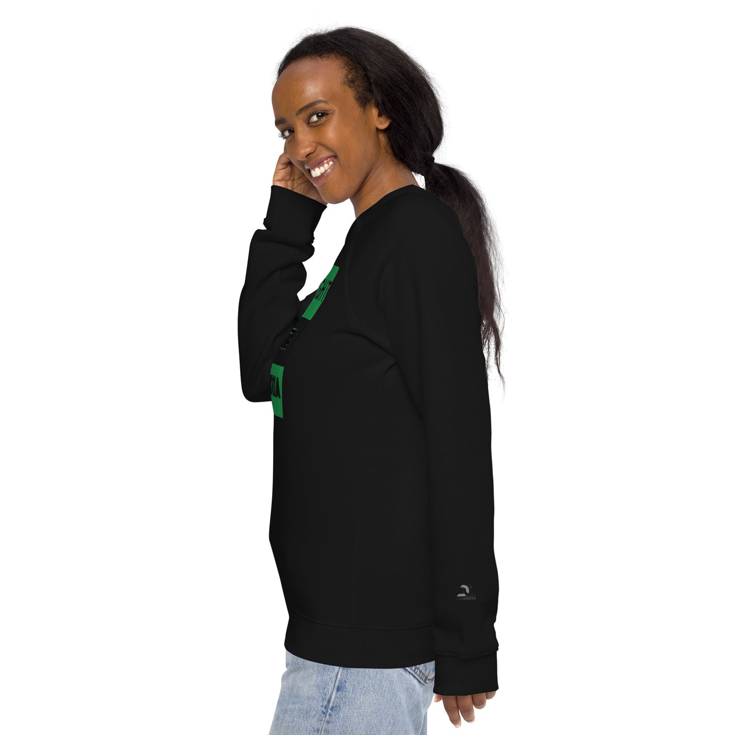 "STRAIGHT OUTTA NIGERIA" Unisex organic raglan sweatshirt