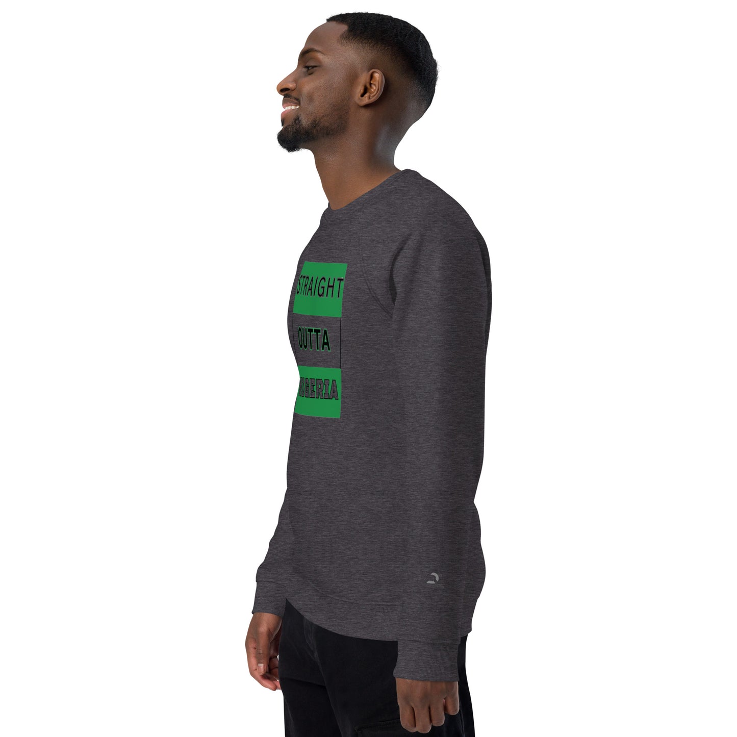 "STRAIGHT OUTTA NIGERIA" Unisex organic raglan sweatshirt