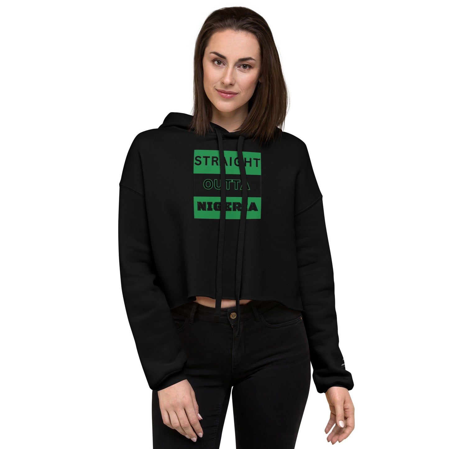 Straight Outta Nigeria" Crop Hoodie